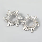 Rhinestone Flower Dangling Earring for Women Dinner Wedding