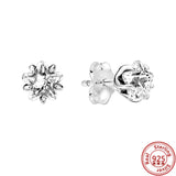 925 Silver Zircon Flower Heart Circle Earrings