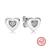 925 Silver Zircon Flower Heart Circle Earrings