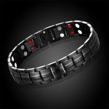 Men's Hematite Stainless Steel Bracelet with Tourmaline