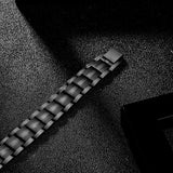 Men's Hematite Stainless Steel Bracelet with Tourmaline