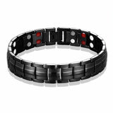 Men's Hematite Stainless Steel Bracelet with Tourmaline