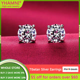 Clear Zircon Piercing Stud Earrings 925 Silver Needle Elegant Women Jewelry