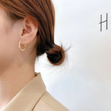 14K Plated Cube Circle Hoop Earrings for Women Girl Jewelry