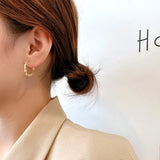 14K Plated Cube Circle Hoop Earrings for Women Girl Jewelry