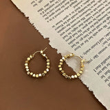14K Plated Cube Circle Hoop Earrings for Women Girl Jewelry