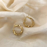 14K Plated Cube Circle Hoop Earrings for Women Girl Jewelry