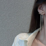 14K Gold Plated Bowknot Tassel Drop Earrings for Women