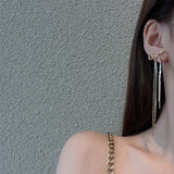 14K Gold Plated Bowknot Tassel Drop Earrings for Women