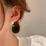 14K Plated Enamel Tulip Flower Earrings S925 Silver Studs