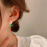 14K Plated Enamel Tulip Flower Earrings S925 Silver Studs
