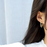 14K Gold Plated Pentagram Pearl Hoop Earrings Asymmetry Jewelry