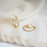 14K Gold Plated Pentagram Pearl Hoop Earrings Asymmetry Jewelry