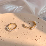 14K Gold-Plated Pearl Hoop Earrings for Women - Birthday Gift