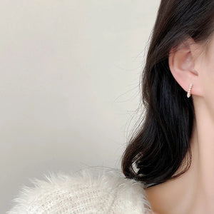 14K Gold-Plated Pearl Hoop Earrings for Women - Birthday Gift