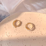 14K Gold-Plated Pearl Hoop Earrings for Women - Birthday Gift