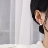 14K Plated Camellia Opal Earrings S925 Silver Stud Wedding Party Gift
