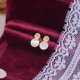 14K Plated Camellia Opal Earrings S925 Silver Stud Wedding Party Gift