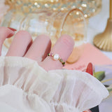 14k Plated Tourmaline Beads Ring for Women Elastic Zirconia Party Gift