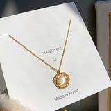 316SS Plated 14K Real Opal Pendant Necklace Zircon