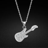 925 Silver Guitar Pendant Choker for Women