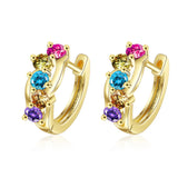 925 Silver Needle Earrings Colorful CZ Stone Stud Earring
