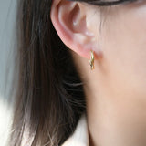 925 Silver Hoop Earrings Gold Plated Twist Stud Ear Buckle Women Jewelry