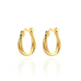 925 Silver Hoop Earrings Gold Plated Twist Stud Ear Buckle Women Jewelry