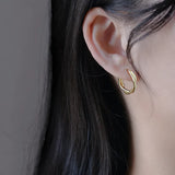 925 Silver Hoop Earrings Gold Plated Twist Stud Ear Buckle Women Jewelry