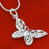 Butterfly Pendant Necklace 925 Silver for Women