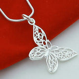 Butterfly Pendant Necklace 925 Silver for Women