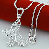 Butterfly Pendant Necklace 925 Silver for Women