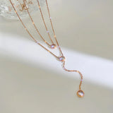 925 Silver O-Chain Necklace Rose Zircon Gift