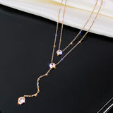 925 Silver O-Chain Necklace Rose Zircon Gift
