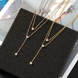 925 Silver O-Chain Necklace Rose Zircon Gift