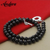 925 Sterling Silver Round Pearl Necklaces Women Men Jewelry Wedding Party Gift