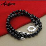 925 Sterling Silver Round Pearl Necklaces Women Men Jewelry Wedding Party Gift