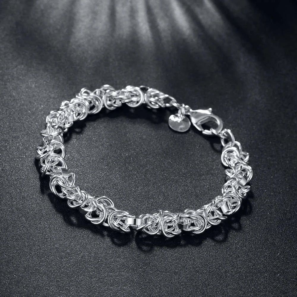 925 Sterling Silver Round Bracelet Vintage Charm Bracelets