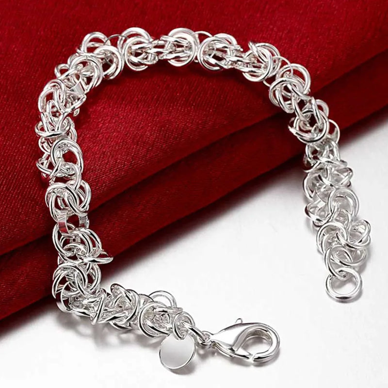 925 Sterling Silver Round Bracelet Vintage Charm Bracelets