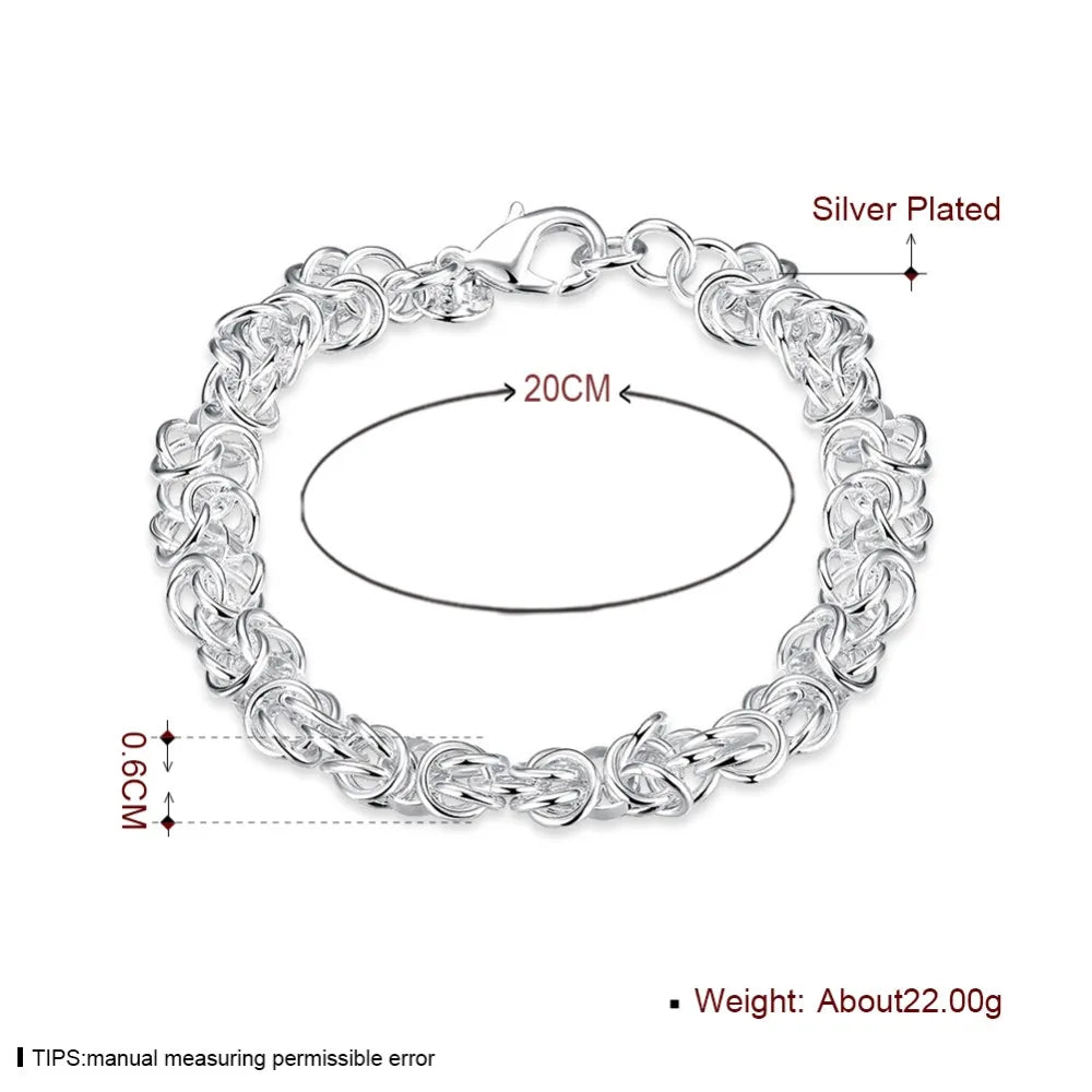 925 Sterling Silver Round Bracelet Vintage Charm Bracelets