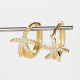 925 Silver Star Hoop Earrings Zircon Ear Earring Wedding Engagement Lover