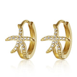 925 Silver Star Hoop Earrings Zircon Ear Earring Wedding Engagement Lover