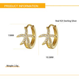 925 Silver Star Hoop Earrings Zircon Ear Earring Wedding Engagement Lover