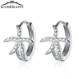 925 Silver Star Hoop Earrings Zircon Ear Earring Wedding Engagement Lover