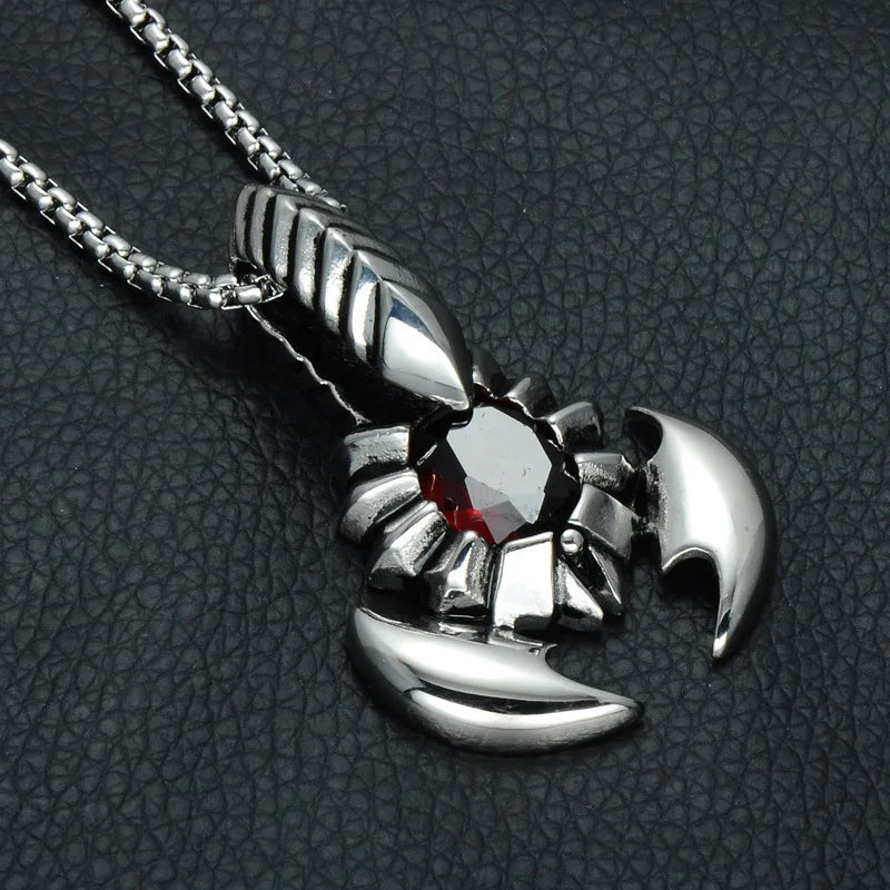 Scorpion Shape Pendant Necklace Metal Crystal Inlaid Neck Chain
