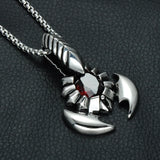 Scorpion Shape Pendant Necklace Metal Crystal Inlaid Neck Chain