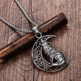 Wolf Crescent Pendant Men's Necklace Sliding Party Jewelry