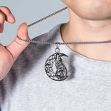 Wolf Crescent Pendant Men's Necklace Sliding Party Jewelry