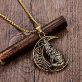 Wolf Crescent Pendant Men's Necklace Sliding Party Jewelry