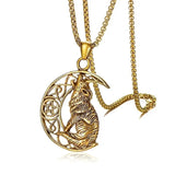 Wolf Crescent Pendant Men's Necklace Sliding Party Jewelry